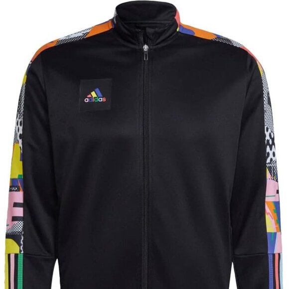 Women's Adidas Trio Pride XL Black Multicolor Aeroready Track Jacket - Picture 1 of 2